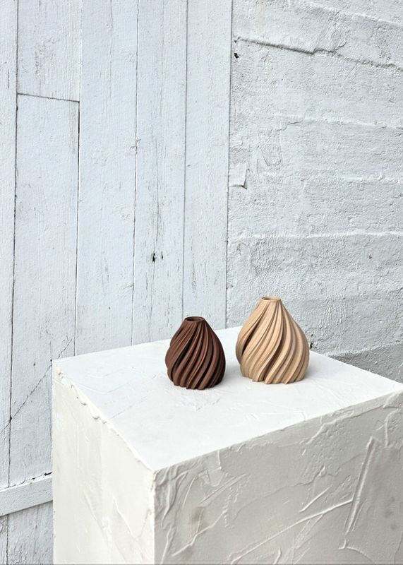 WAVE LED-Lysestake WOOD Walnut Small